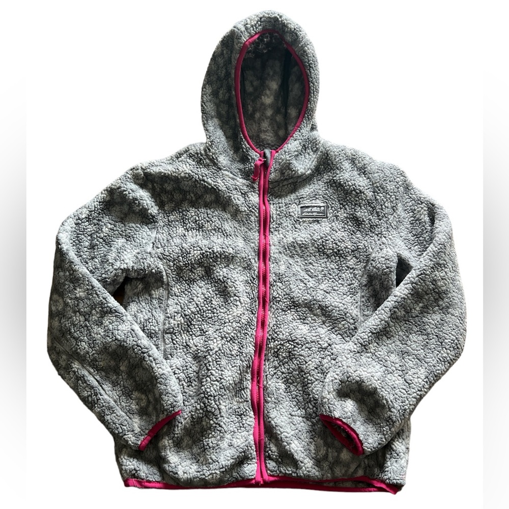Eddie Bauer girls’ size‎ L 14/16 gray and white fleece jacket